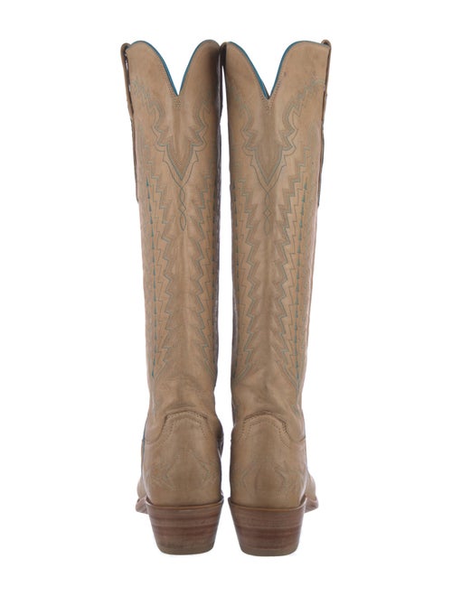 Lucchese Leather Embroidered Accent Western Boots