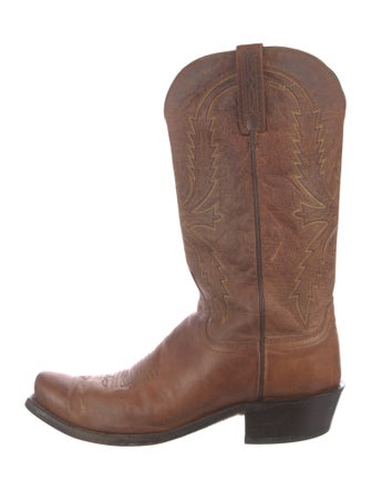 Lucchese Leather Embroidered Accent Western Boots