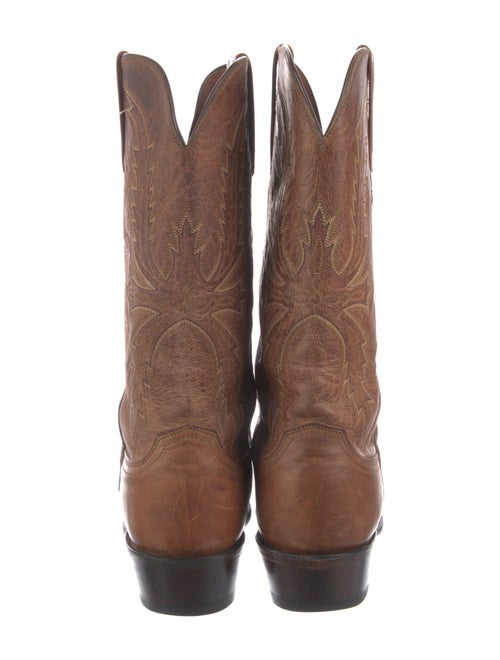 Lucchese Leather Embroidered Accent Western Boots