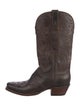 Lucchese Leather Embroidered Accent Western Boots