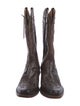 Lucchese Leather Embroidered Accent Western Boots