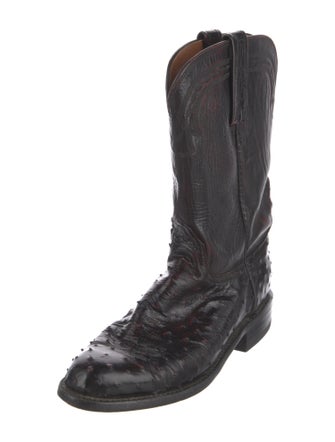 Lucchese Leather Embroidered Accent Western Boots