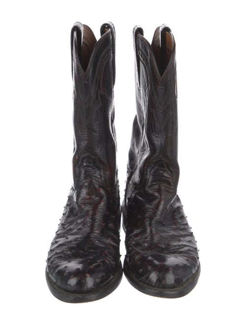 Lucchese Leather Embroidered Accent Western Boots