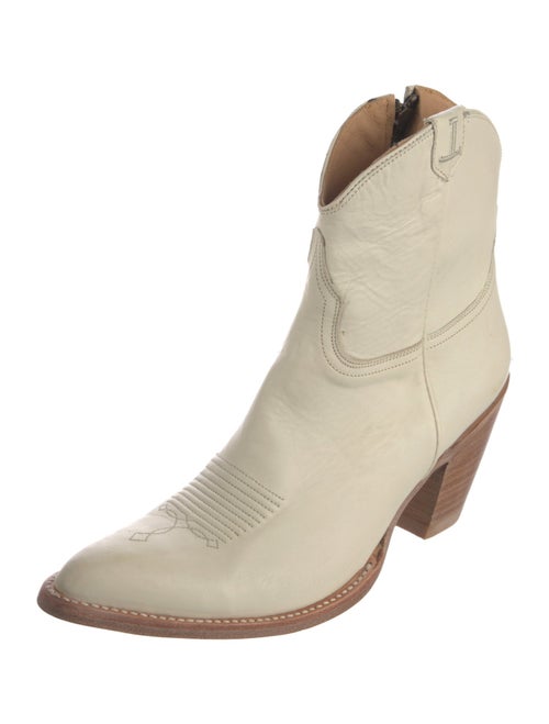 Lucchese Leather Embroidered Accent Western Boots