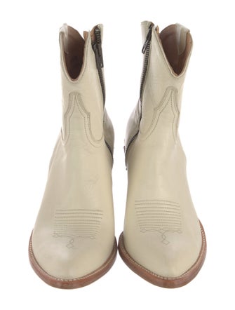 Lucchese Leather Embroidered Accent Western Boots