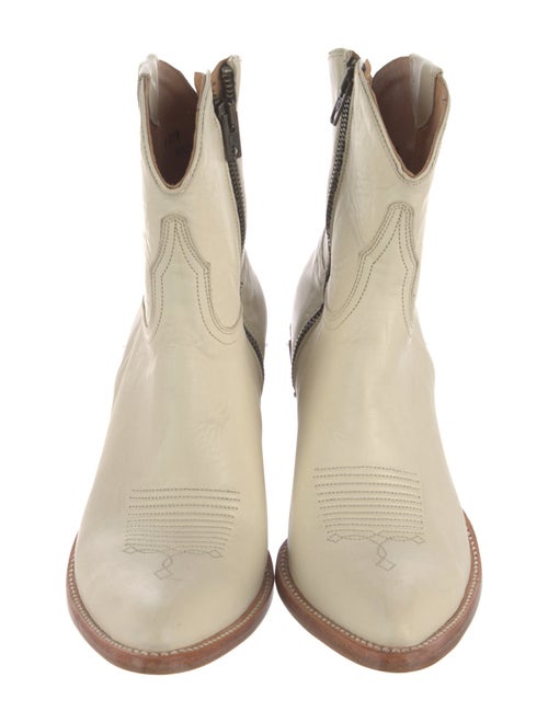 Lucchese Leather Embroidered Accent Western Boots