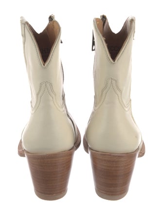 Lucchese Leather Embroidered Accent Western Boots