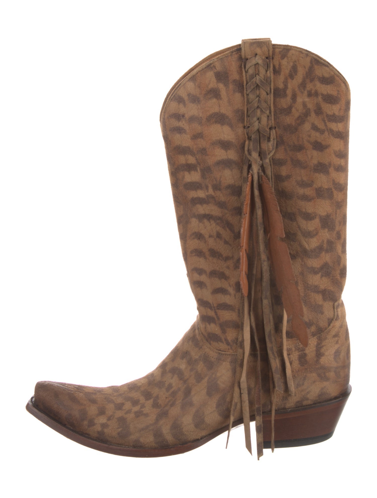 Lucchese Suede Animal Print Western Boots