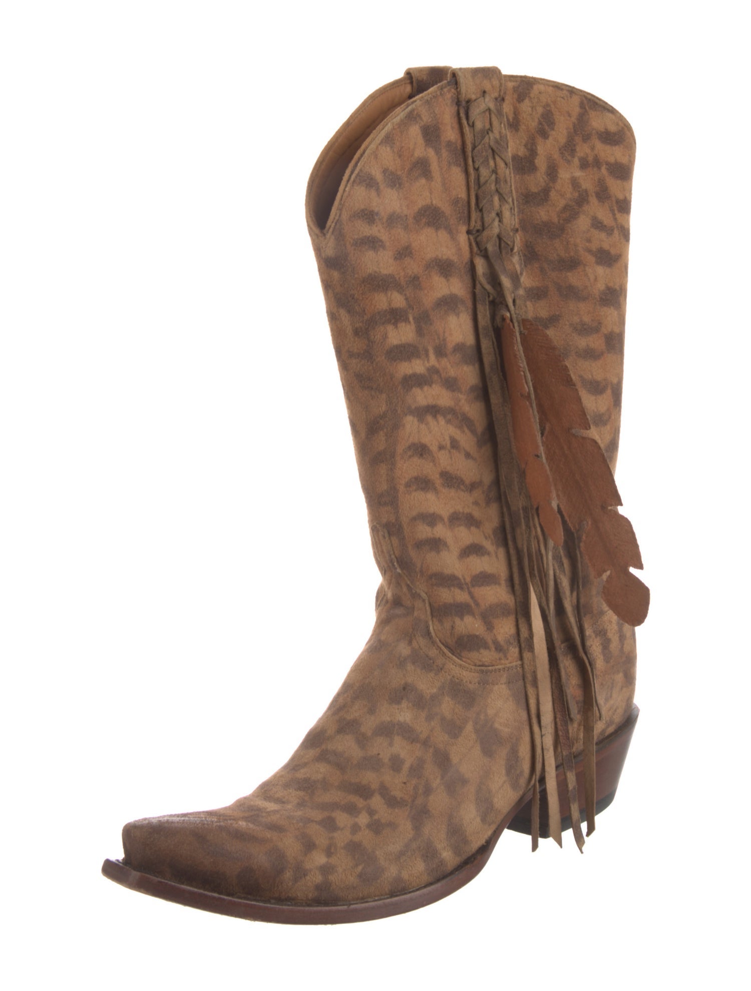 Lucchese Suede Animal Print Western Boots