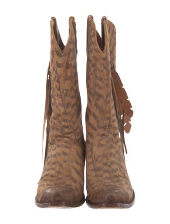 Lucchese Suede Animal Print Western Boots