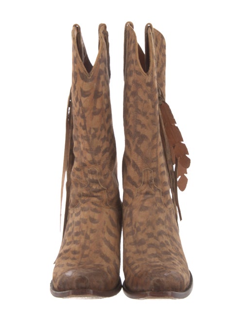 Lucchese Suede Animal Print Western Boots