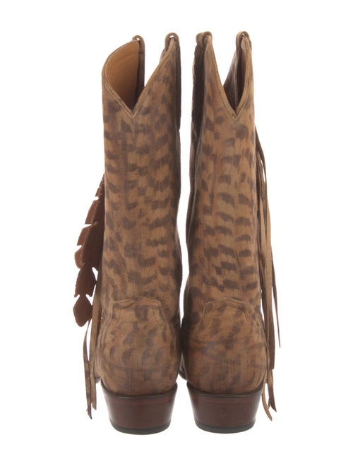 Lucchese Suede Animal Print Western Boots