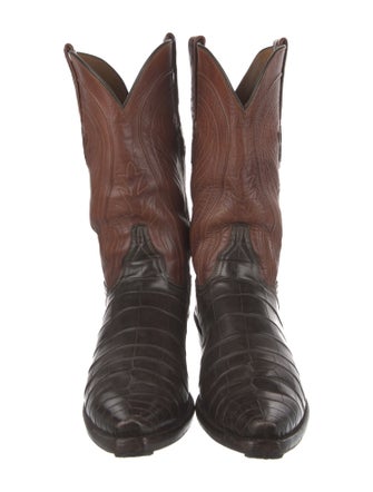 Lucchese Crocodile Embroidered Accent Western Boots