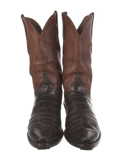 Lucchese Crocodile Embroidered Accent Western Boots