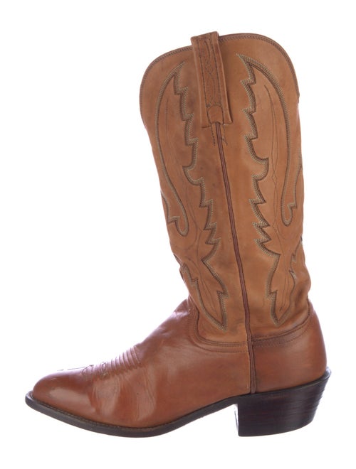 Lucchese Leather Embroidered Accent Western Boots