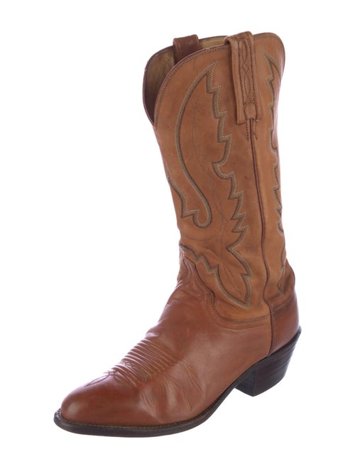 Lucchese Leather Embroidered Accent Western Boots