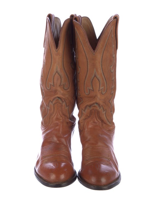 Lucchese Leather Embroidered Accent Western Boots