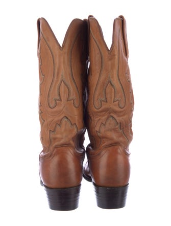 Lucchese Leather Embroidered Accent Western Boots