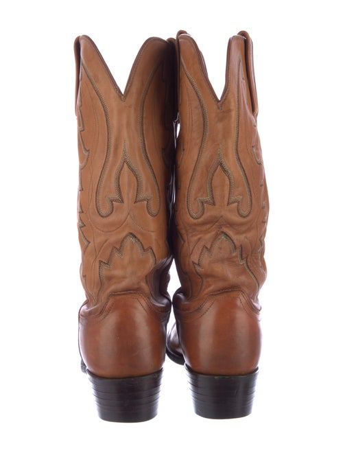 Lucchese Leather Embroidered Accent Western Boots
