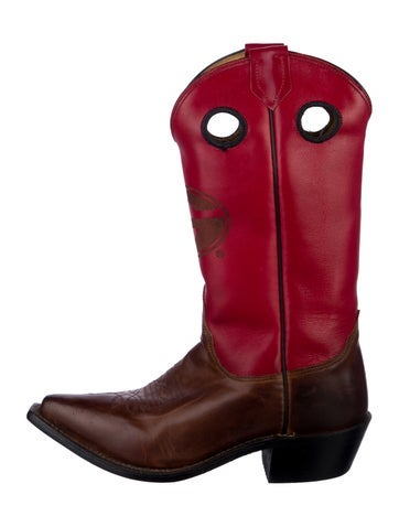 Lucchese Boots Leather Colorblock Pattern Western 8