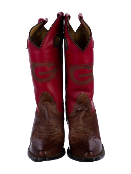 Lucchese Leather Colorblock Pattern Western Boots