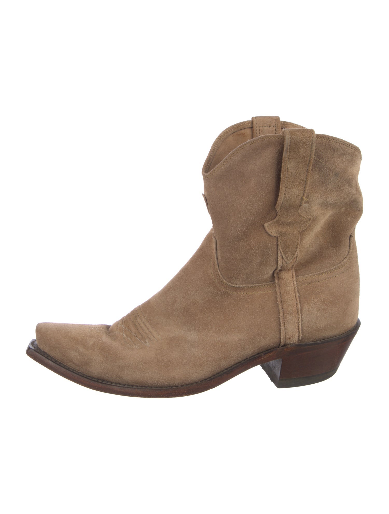 Lucchese Suede Embroidered Accent Western Boots