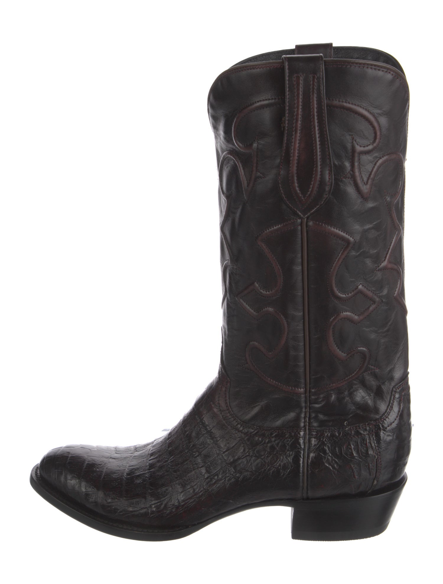 Lucchese Crocodile Embroidered Accent Western Boots w/ Tags