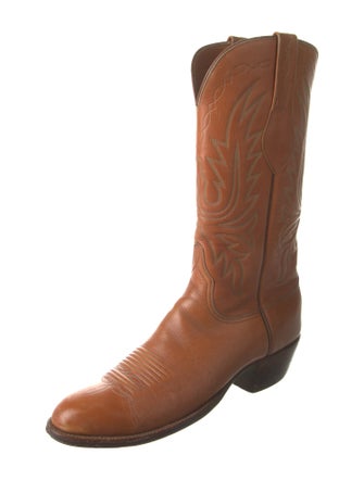 Lucchese Leather Embroidered Accent Western Boots