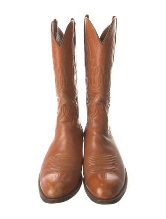 Lucchese Leather Embroidered Accent Western Boots