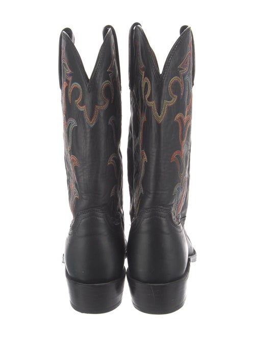 Lucchese Leather Embroidered Accent Western Boots