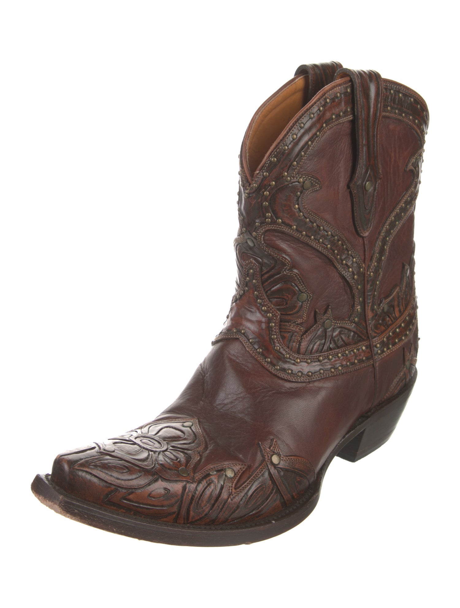 Lucchese Leather Studded Accents Western Boots