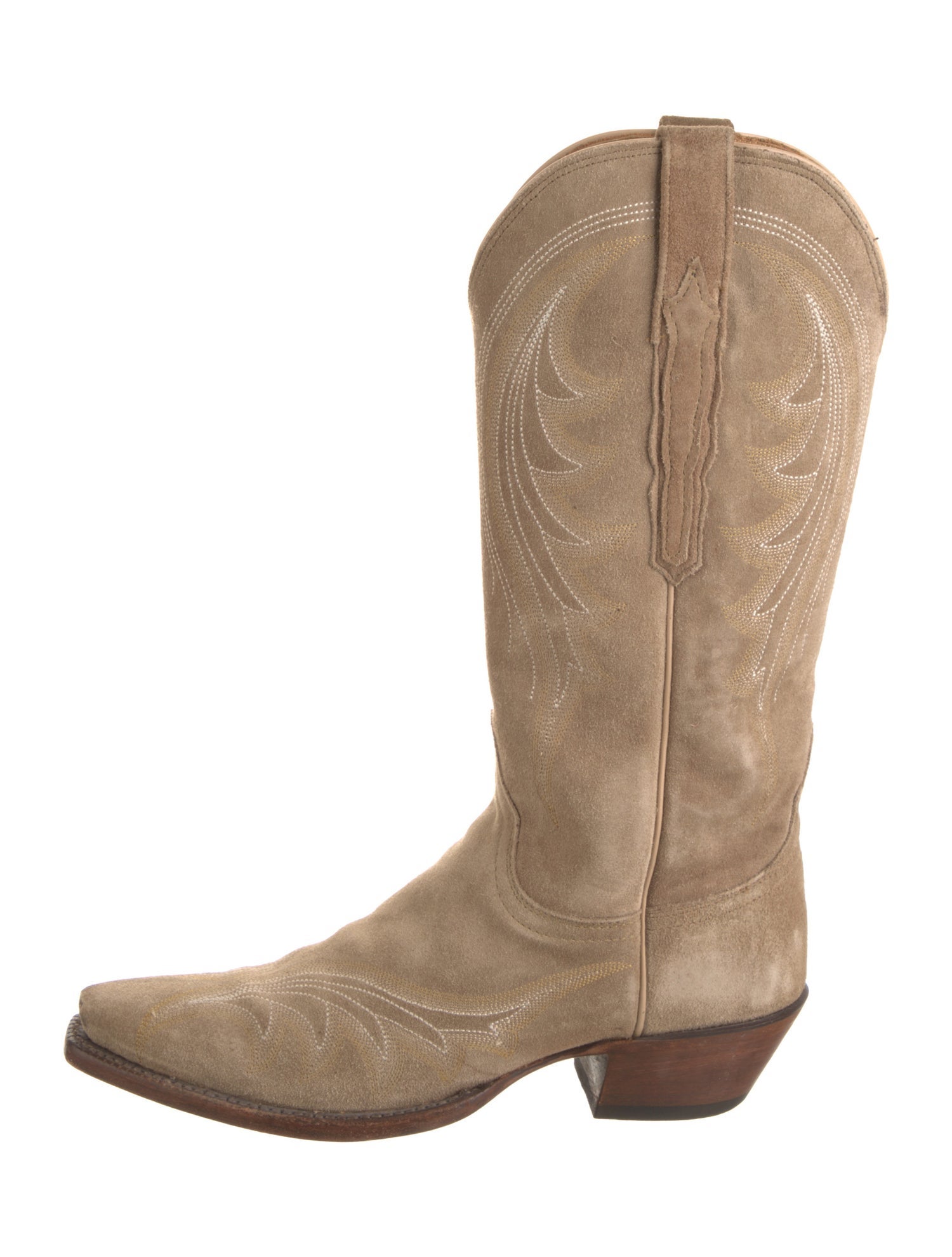 Lucchese Suede Embroidered Accent Western Boots