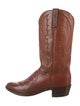 Lucchese Leather Embroidered Accent Western Boots