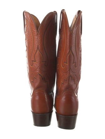 Lucchese Leather Embroidered Accent Western Boots