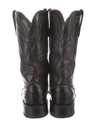 Lucchese Ostrich Embroidered Accent Western Boots