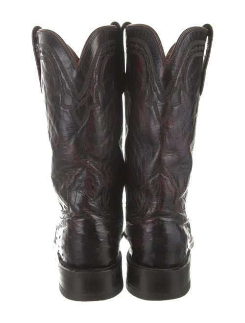 Lucchese Ostrich Embroidered Accent Western Boots