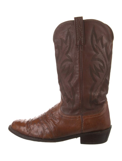 Lucchese Leather Embroidered Accent Western Boots