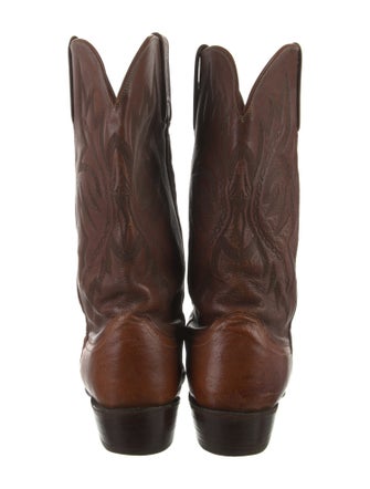 Lucchese Leather Embroidered Accent Western Boots