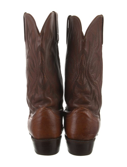 Lucchese Leather Embroidered Accent Western Boots