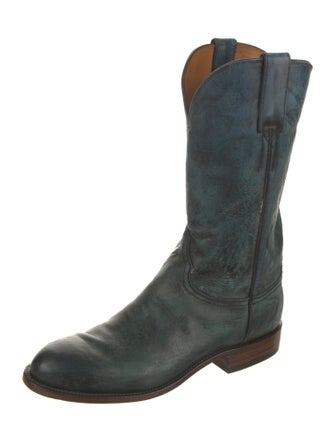 Lucchese Leather Colorblock Pattern Western Boots