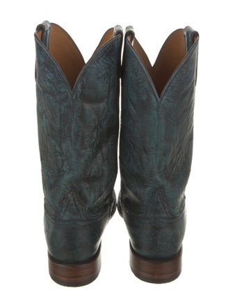 Lucchese Leather Colorblock Pattern Western Boots