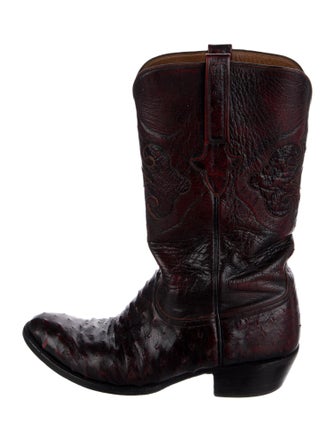 Lucchese Leather Embroidered Accent Western Boots