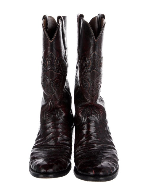 Lucchese Leather Embroidered Accent Western Boots