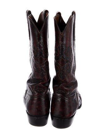 Lucchese Leather Embroidered Accent Western Boots