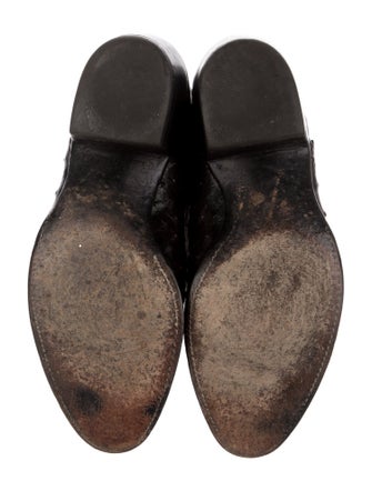 Lucchese Leather Embroidered Accent Western Boots