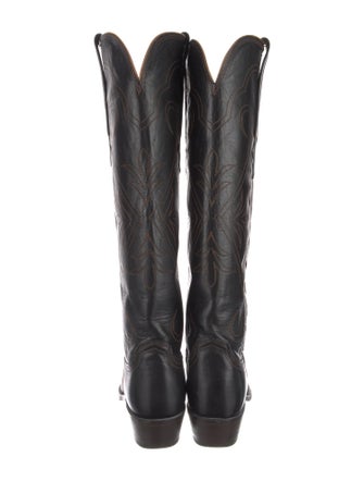 Lucchese Leather Embroidered Accent Riding Boots