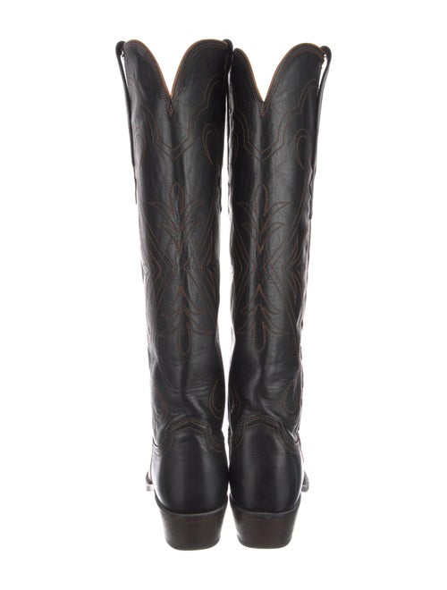 Lucchese Leather Embroidered Accent Riding Boots