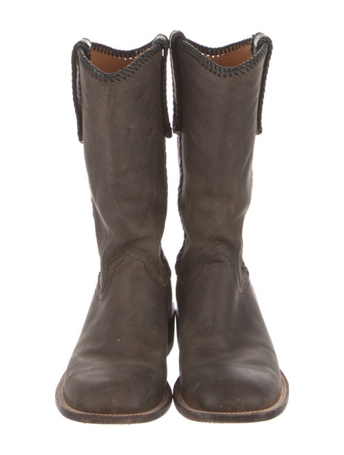 Lucchese Leather Whipstitch Trim Western Boots