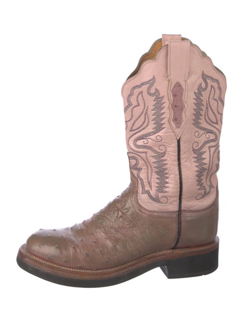 Lucchese Leather Colorblock Pattern Western Boots