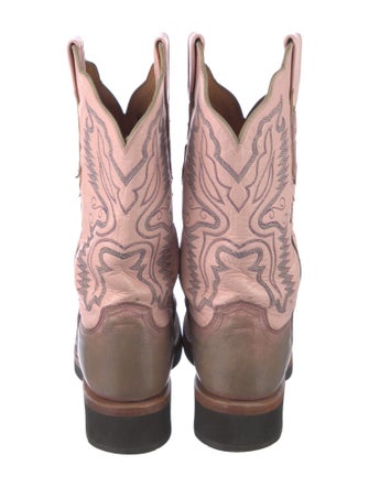 Lucchese Leather Colorblock Pattern Western Boots